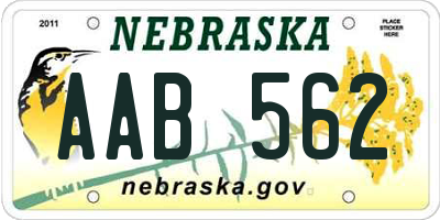 NE license plate AAB562
