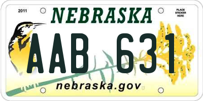 NE license plate AAB631
