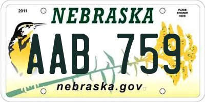 NE license plate AAB759