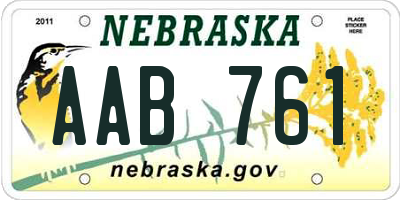 NE license plate AAB761