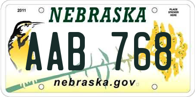NE license plate AAB768