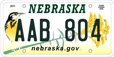 NE license plate AAB804