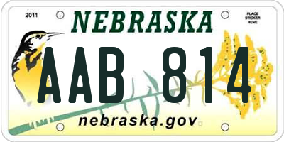 NE license plate AAB814