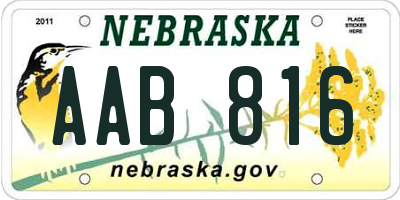 NE license plate AAB816