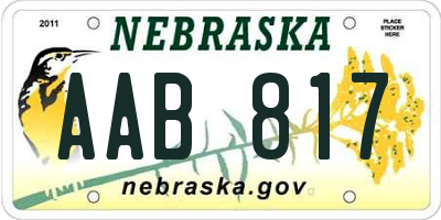 NE license plate AAB817