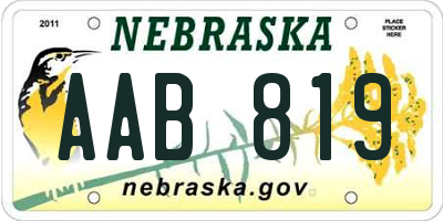 NE license plate AAB819