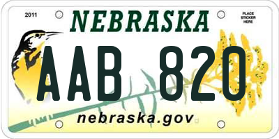 NE license plate AAB820