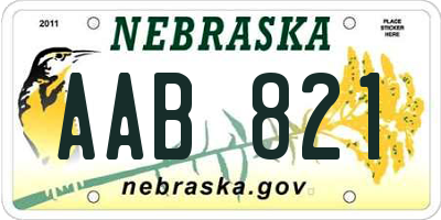 NE license plate AAB821