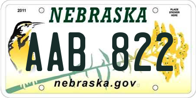 NE license plate AAB822