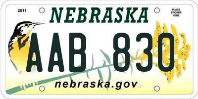 NE license plate AAB830