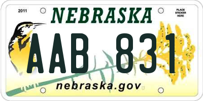 NE license plate AAB831