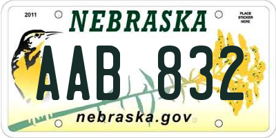 NE license plate AAB832