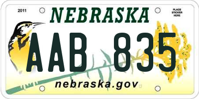 NE license plate AAB835