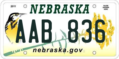 NE license plate AAB836