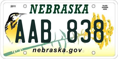 NE license plate AAB838