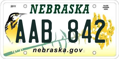 NE license plate AAB842