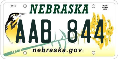 NE license plate AAB844