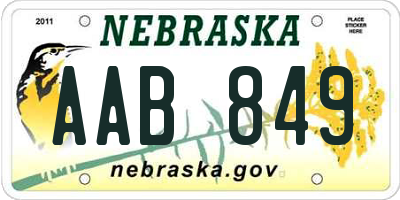 NE license plate AAB849