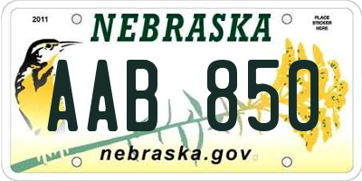 NE license plate AAB850