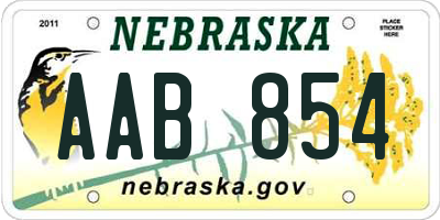 NE license plate AAB854