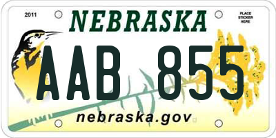 NE license plate AAB855