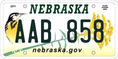 NE license plate AAB858