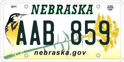NE license plate AAB859