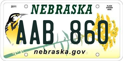 NE license plate AAB860