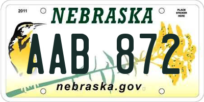 NE license plate AAB872