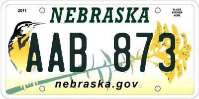 NE license plate AAB873