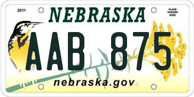 NE license plate AAB875