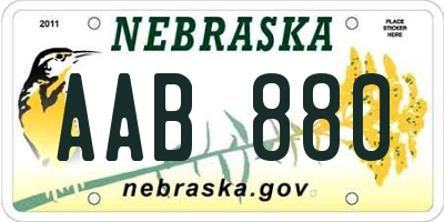 NE license plate AAB880