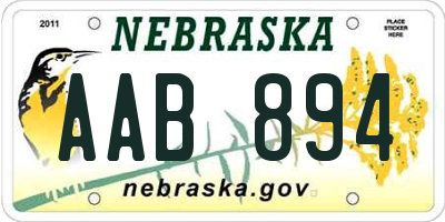 NE license plate AAB894