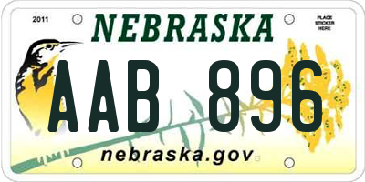 NE license plate AAB896