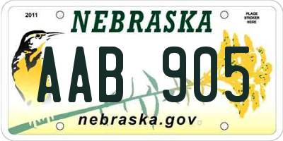 NE license plate AAB905