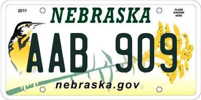 NE license plate AAB909