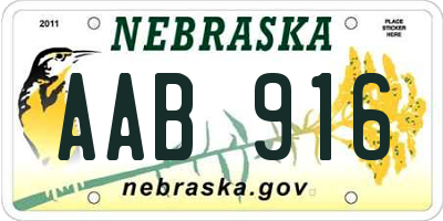 NE license plate AAB916
