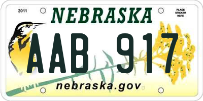 NE license plate AAB917