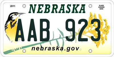 NE license plate AAB923