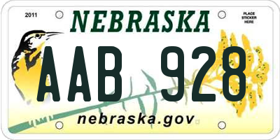 NE license plate AAB928