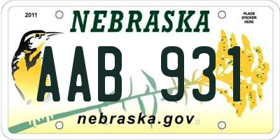 NE license plate AAB931