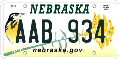 NE license plate AAB934