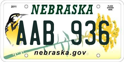 NE license plate AAB936