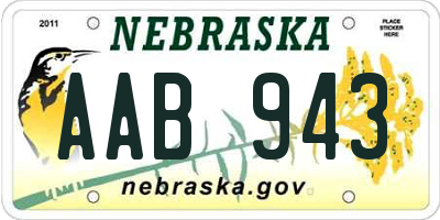 NE license plate AAB943