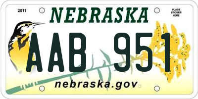 NE license plate AAB951