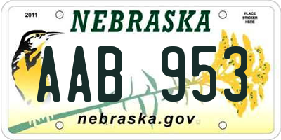 NE license plate AAB953