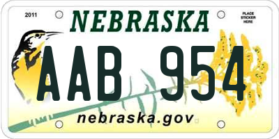 NE license plate AAB954