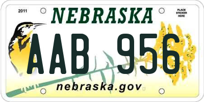 NE license plate AAB956