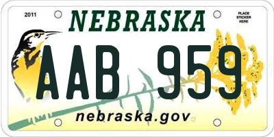 NE license plate AAB959