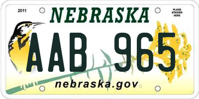 NE license plate AAB965